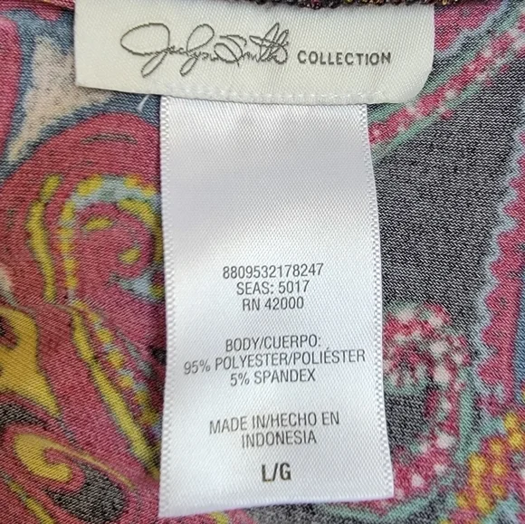 Jaclyn Smith Skirt Set Burgandy Wrap Top & Black Paisley Skirt Size Large EUC - Picture 9 of 15